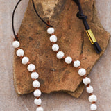 Freshwater Pearl Knotted Leather Necklace