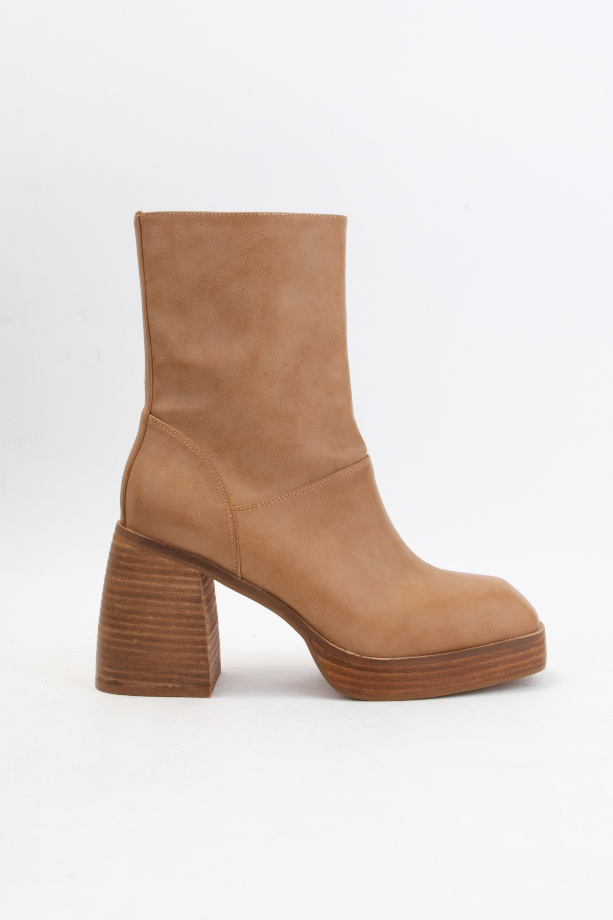 Platform Block Heeled Ankle Boot