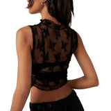 Solid Nice Try Lace Muscle Tank