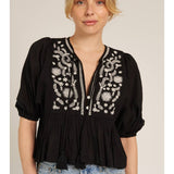 Embroidered Peplum Blouse