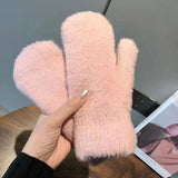 Fleece Lined Fuzzy Knit Mittens