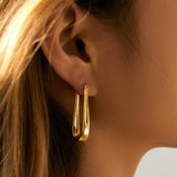 U-Shape Drop Hoop Earring - Gold