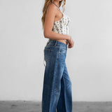 Low Rise Straight Jeans - Medium Wash