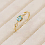 Sterling Silver Apatite and White Zircon Ring