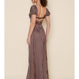 Polka Dot Maxi Dress - Brown combo
