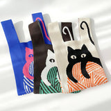 Cute Cat Knitted Shoulder Bag - White