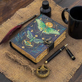 Vintage Leather Journal Notebook with Butterfly Print