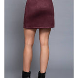 Belted Vegan Suede Mini Skirt