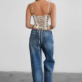 Low Rise Straight Jeans - Medium Wash