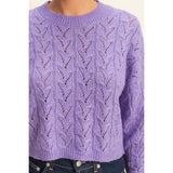 Cropped Cable Knit Sweater - Iris