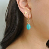 Wire Wrapped Oval Turquoise Earrings