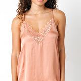 Bonnie Lace Trim Satin Tank Top