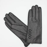 Fleece Lined Leather Gloves - Black