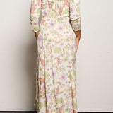 Midi Floral Print Dress with 3/4 Sleeves