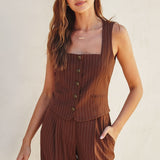 City Vibe Pinstripe Vest Top