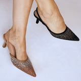 Rhinestone Slingback Kitten Heel
