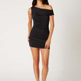 Drop Shoulder Body-Con Mini Dress - Black