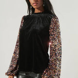 Michelle Velvet Mock Neck Top
