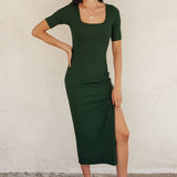 Keep It Simple Short Sleeve Midi Slip Dress