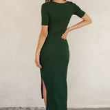 Keep It Simple Short Sleeve Midi Slip Dress