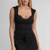 Eana Ribbed Tank With Exposed Lace
