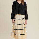 Delicate Embroidered Lace Blouse - Black