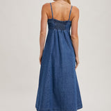 Buttondown Sleeveless Denim Midi Dress - Dark Wash
