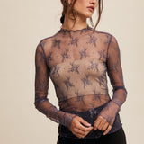 Sheer Lace Long Sleeve Top
