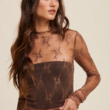 Sheer Lace Long Sleeve Top