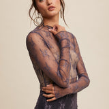 Sheer Lace Long Sleeve Top