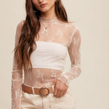 Sheer Lace Long Sleeve Top