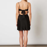 Lace Trim Mini Dress - Black