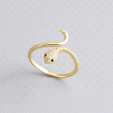 S925 Silver Snake Shape Single Black Eye Zirconia Ring