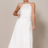 Apron Neck Midi Dress With Corset Waist
