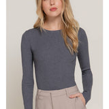 Long Sleeve Crew Neck Ribbed Sweater