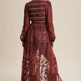 Embroidered Tie Duster Kimono - Wine