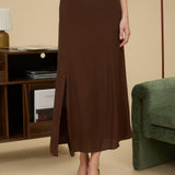 Lightweight Side Slit Midi Skirt