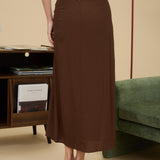 Lightweight Side Slit Midi Skirt