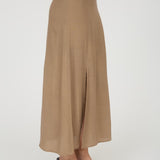 Lightweight Side Slit Midi Skirt