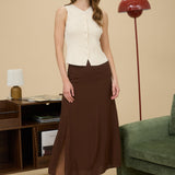 Lightweight Side Slit Midi Skirt
