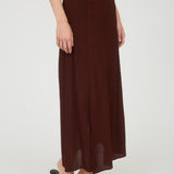 Side Slit Lightweight Midi Skirt - Brown