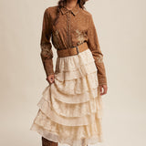 Embroidered Cropped Blouse- Mocha Combo