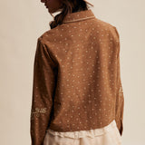 Embroidered Cropped Blouse- Mocha Combo