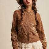 Embroidered Cropped Blouse- Mocha Combo