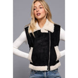 Faux Suade Inner Zip Up Vest