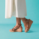 Sabina Sling Tan Leather Wedges