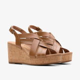 Sabina Sling Tan Leather Wedges