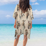Western Print Sheer Chiffon Kimono
