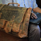 Buffalo Hunter Leather Laptop Briefcase
