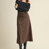 Mustard Seed suede skirt-chocolate